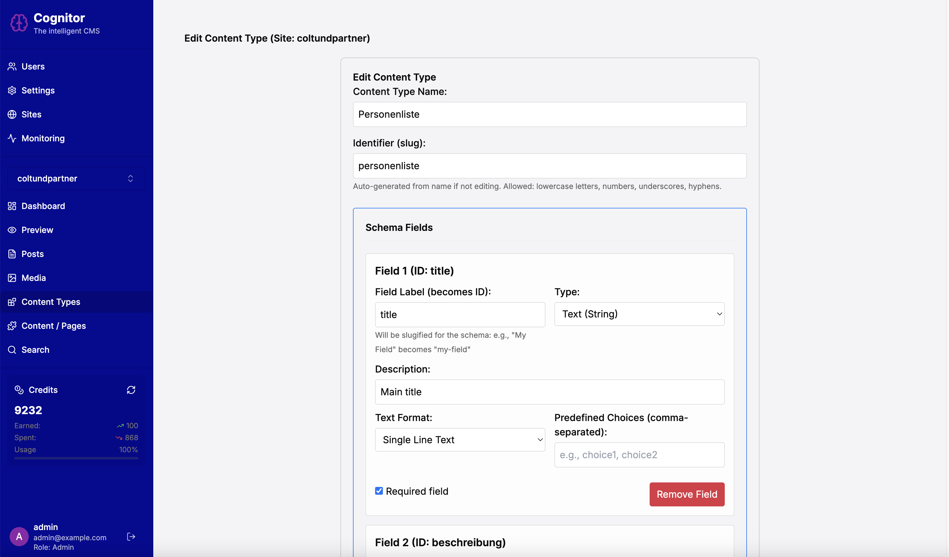 Content Type Editor