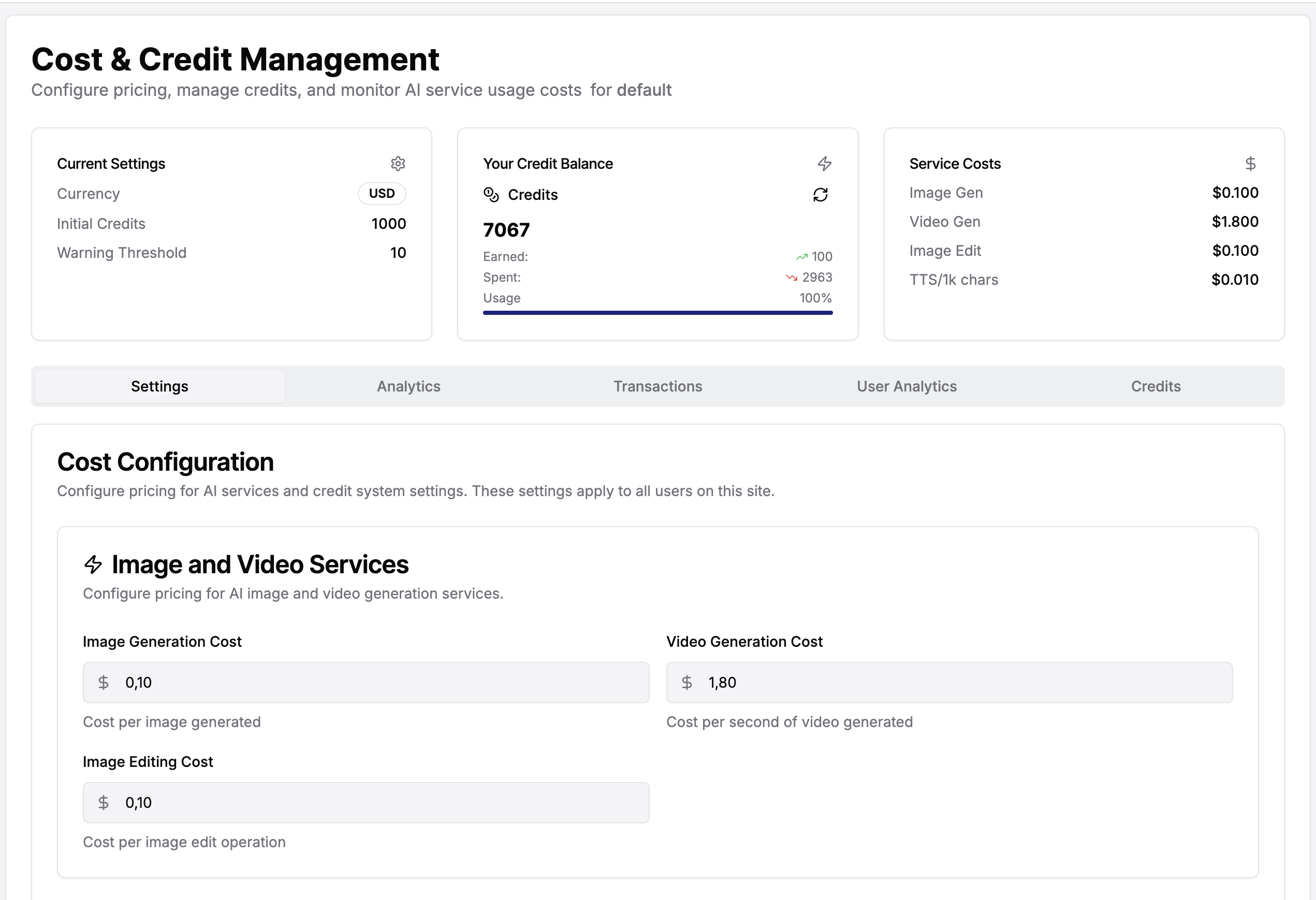 Credits Management