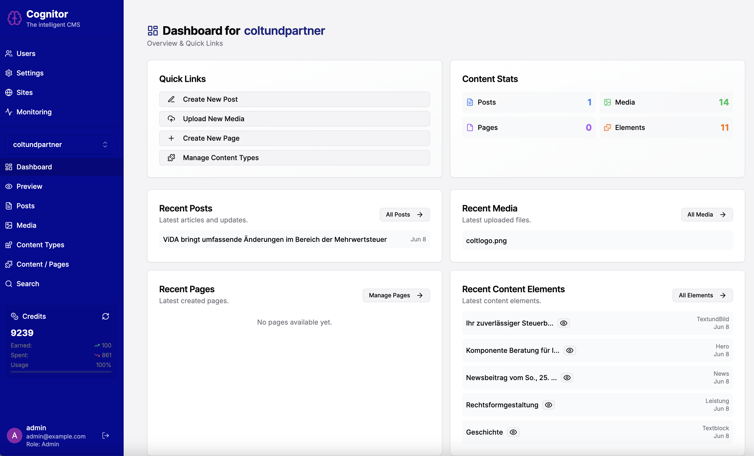 Main Dashboard